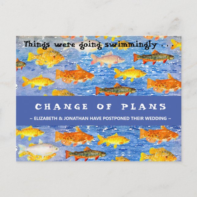 Change of Plans Swimming School of Fish Postcard (Front)