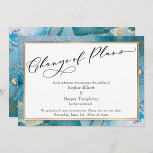 Change of Plans Teal Gold Postponed Wedding Card