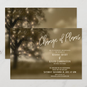 Change of Plans Tree Lights Postponed Wedding Card