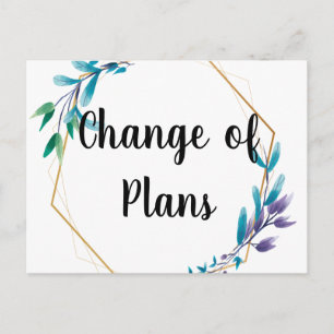 Change of plans wedding cancellation postponement  postcard