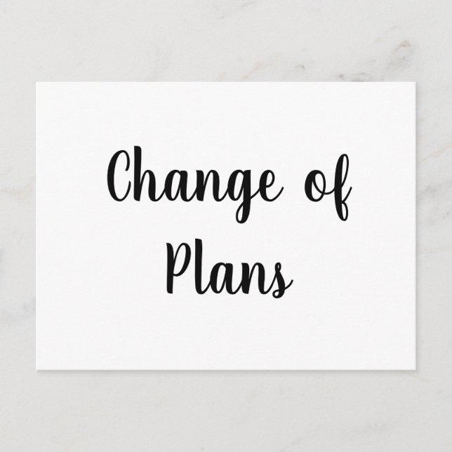 Change of plans wedding cancellation postponement  postcard (Front)