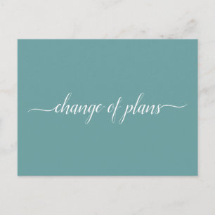 Change of Plans Wedding Cancelled Postponed Teal Announcement Postcard