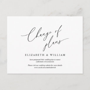 Change of Plans, Wedding invitation Postponement Postcard