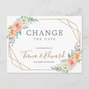 Change of Plans Wedding Postponed Postcard