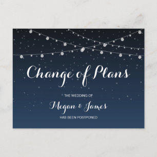 Change of Plans Wedding Postponed Postcard