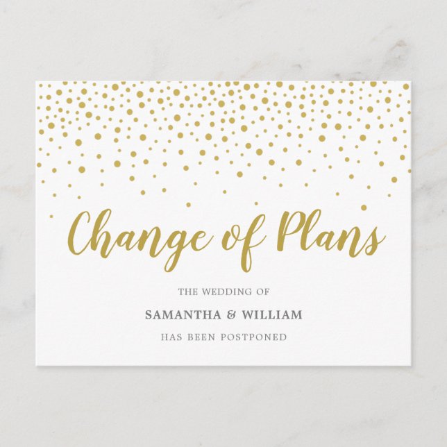Change of Plans Wedding Postponed Postcard (Front)