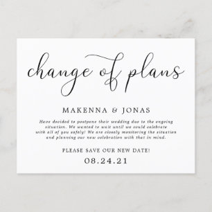Change of Plans Wedding Postponement Announcement Postcard
