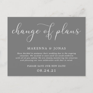 Change of Plans Wedding Postponement Announcement Postcard