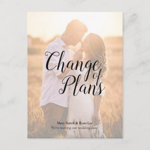 Change of Plans Wedding Postponement Elegant Chic Postcard