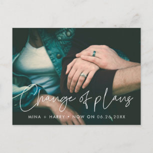 Change of plans wedding update announcement postcard