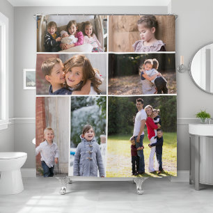 Change photos easily! Make your own photo collage  Shower Curtain