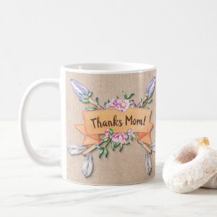 Change Text Add Name Boho Flower Arrows Soft Brown Coffee Mug
