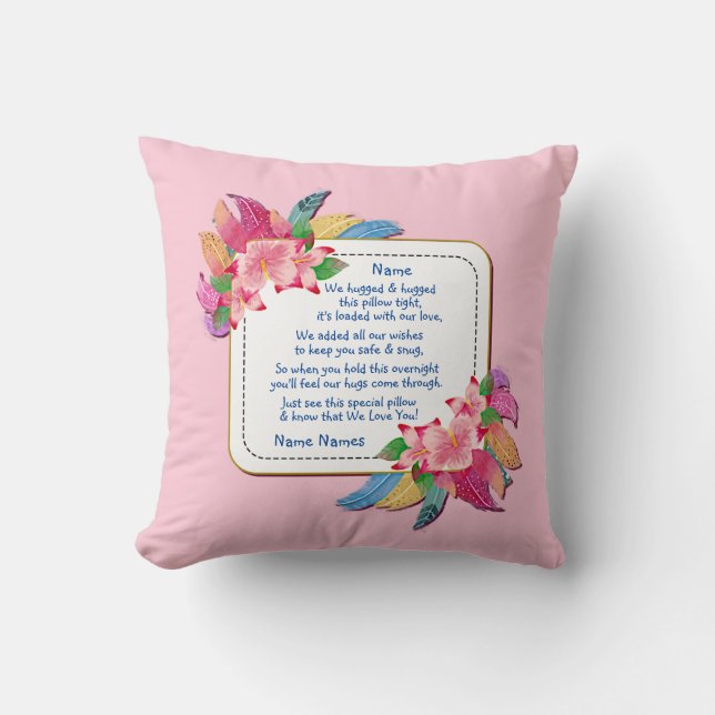 Change Text Add Name Boho Flower Feathers Hugged   Cushion (Front)