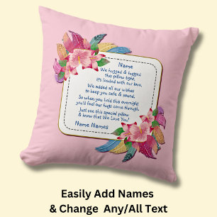 Change Text Add Name Boho Flower Feathers Hugged   Cushion
