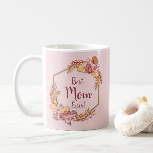Change Text Add Name Boho Flower Frame Best Mum  T Coffee Mug