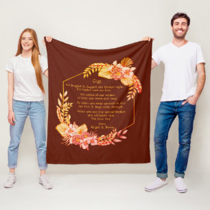 Change Text Add Name Boho Flower Frame Hug Hugged Fleece Blanket
