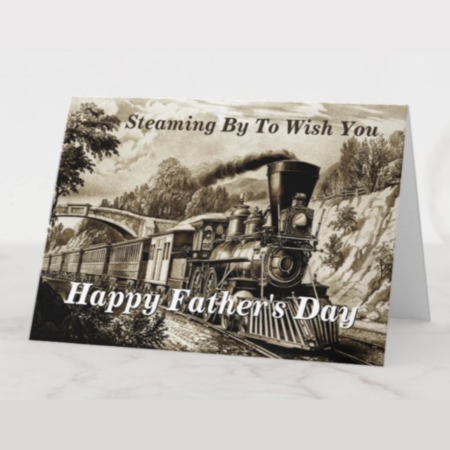 Change Text Add Name Steam Train Happy Fathers Day Card (Creator Uploaded)