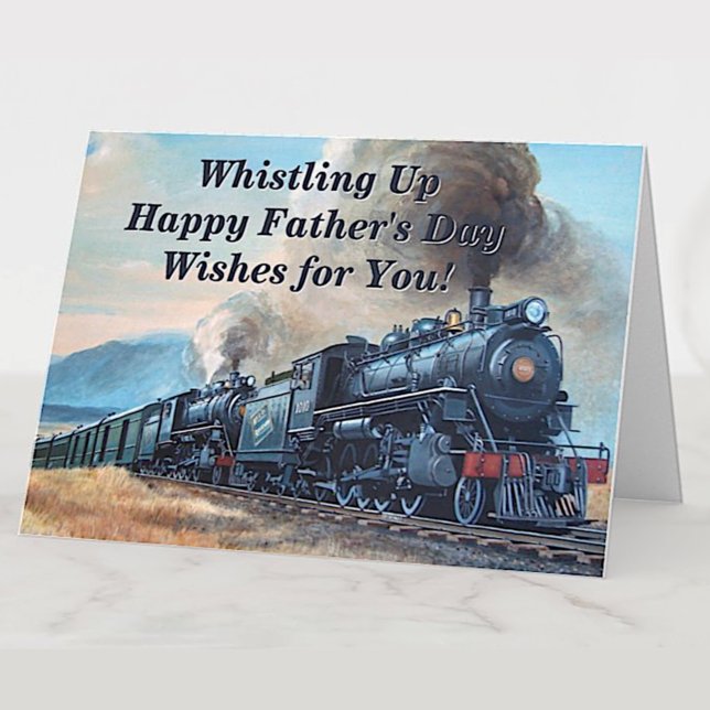 Change Text Add Names Steam Train Happy Father's  Card (Creator Uploaded)