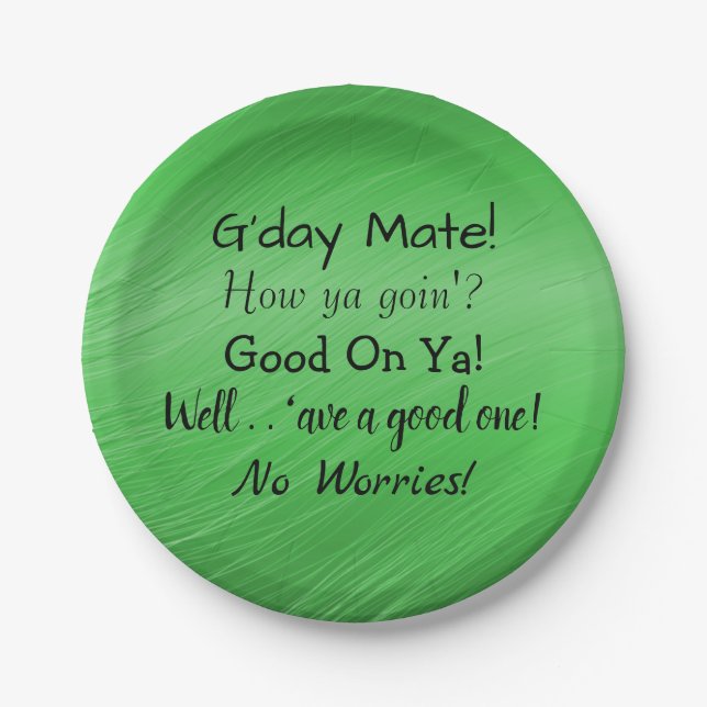 Change Text - Aussie Slang Conversation  7" Paper Plate (Front)