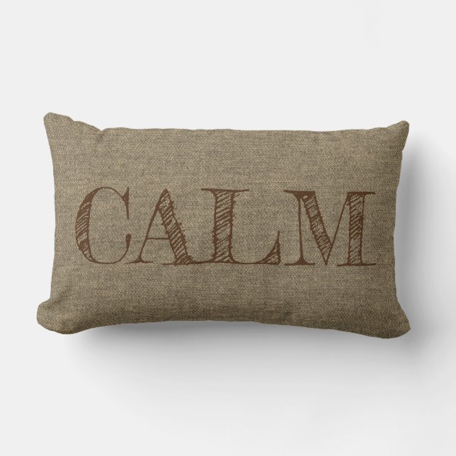 Change Text  - CALM - Text on Beige Light Brown Lumbar Cushion (Front)