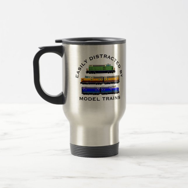 Change Text Easily Distracted Model Trains Diesel  Travel Mug (Left)