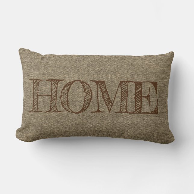 Change Text  - HOME - Text on Beige Light Brown Lumbar Cushion (Front)
