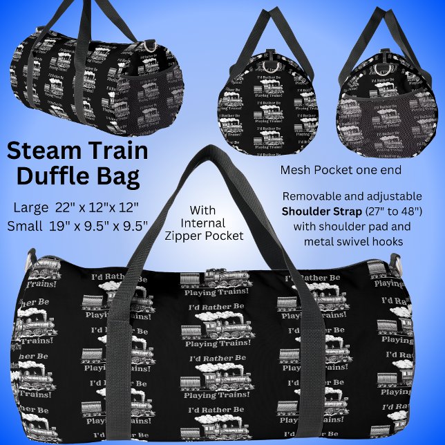 Change Text I'd Rather Be Playing Steam Train  Duffle Bag (Creator Uploaded)
