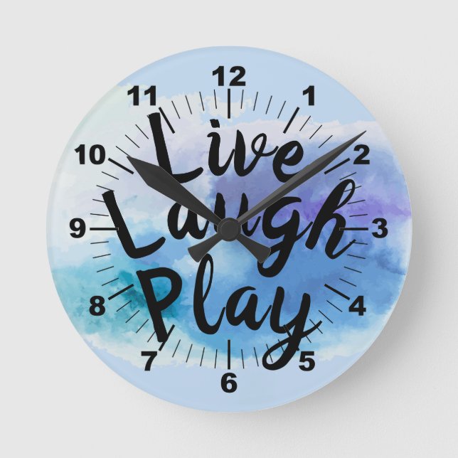 Change Text Live Laugh Play Inspire Motivate Quote Round Clock (Front)
