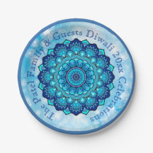 Change Text Matching Diwali Blue 7" Plate