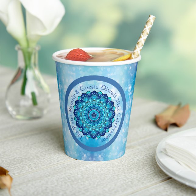 Change Text Matching Diwali Blue Paper Cups (Insitu)