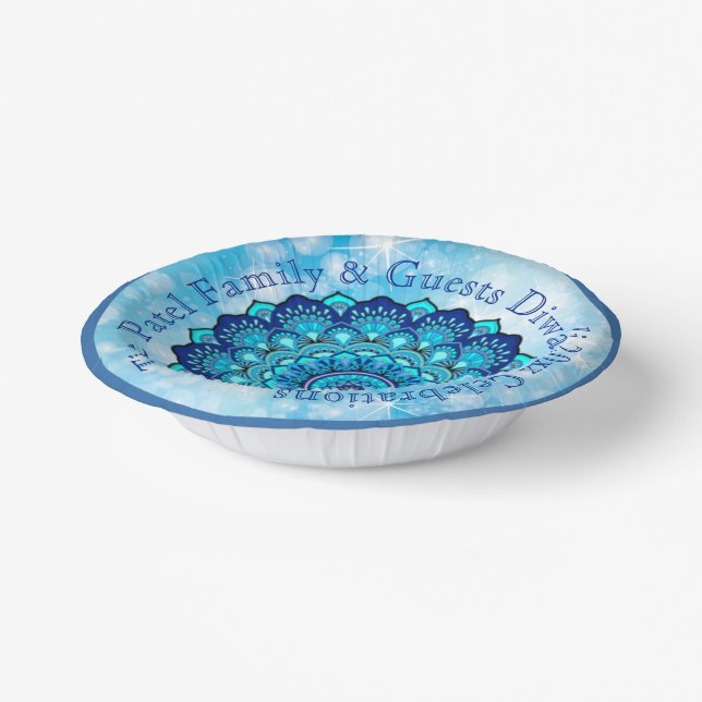 Change Text Matching Diwali Blue  Paper Plate (Angled)