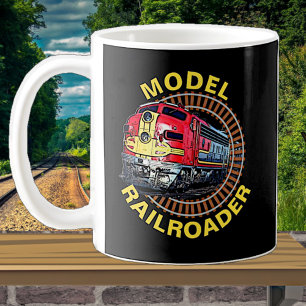 Change Text Model Railroader Red Yellow Diesel Coffee Mug