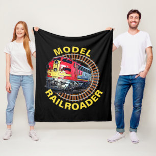 Change Text Model Railroader Red Yellow Diesel Fleece Blanket