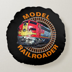Change Text Model Railroader Red Yellow Diesel Thr Round Cushion