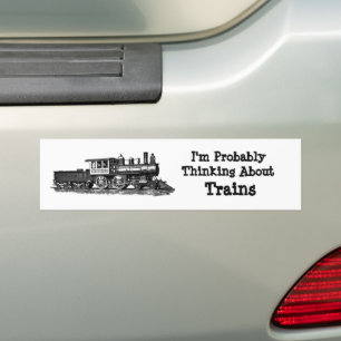 Change Text Name - Probably Thinking Steam Trains Bumper Sticker