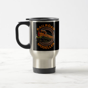 Change Text Railroad Modeller Orange Diesel Train Travel Mug