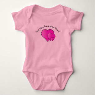 Change Text, Then There Were Three! Mauve Hearts Baby Bodysuit