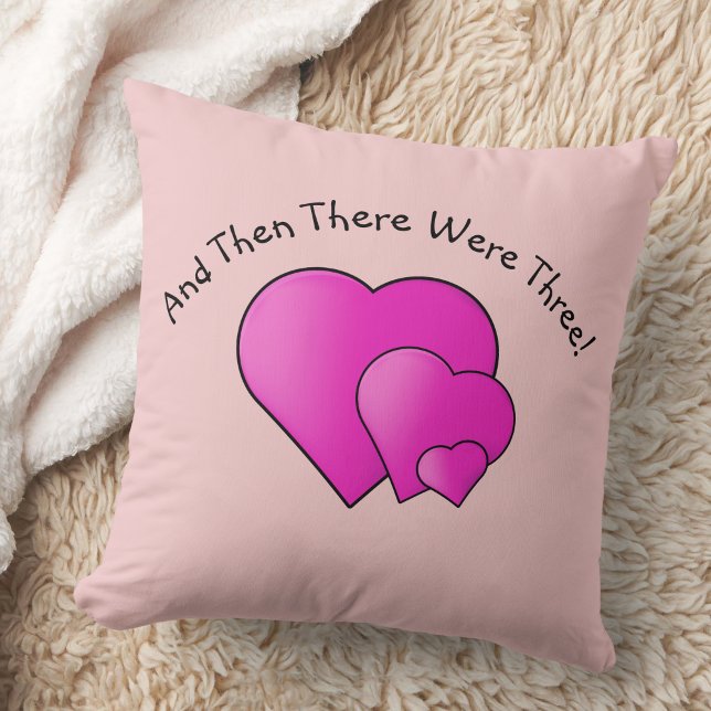 Change Text, Then There Were Three! Mauve Hearts  Cushion (Creator Uploaded)