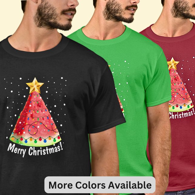 Change Text - Watermelon Merry Christmas on Black T-Shirt (Aussie Christmas Watermelon - Merry Christmas - or you can change or delete the text.)