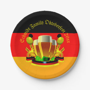 Change Text Year Octoberfest 20xx Beer Glasses 7" Paper Plate