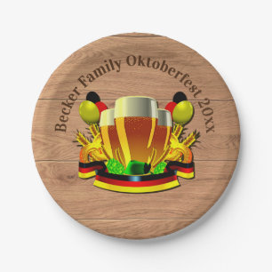 Change Text Year Octoberfest 20xx Beer Glasses 7" Paper Plate