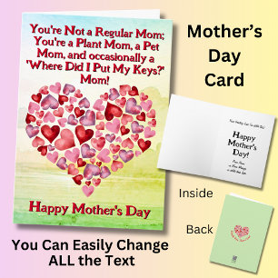 Change Text, You're not regular mum; Plant Pet Key Card