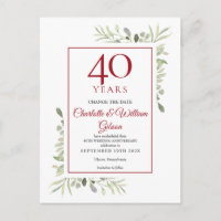 Change the Date 40th Wedding Anniversary Greenery 