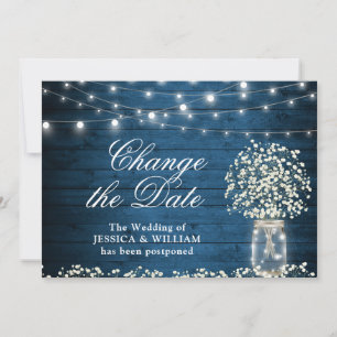 Change the Date Baby's Breath String Lights Rustic Invitation