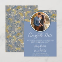 Change The Date Botanical Daisy Reschedule Wedding