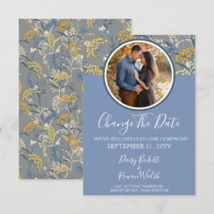 Change The Date Botanical Daisy Reschedule Wedding Invitation