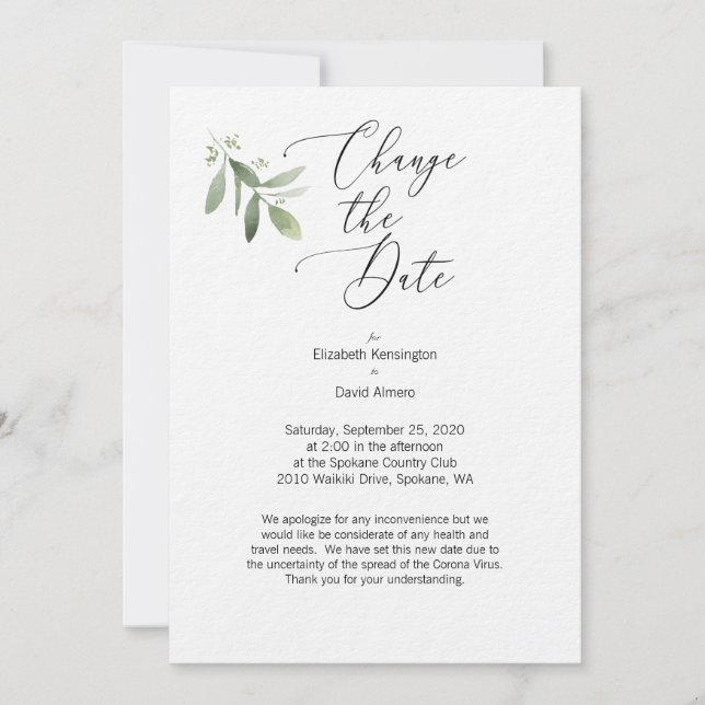 Change the Date Card - Corona Virus card (Front)