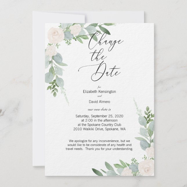Change the Date Card Wedding watercolor (Front)