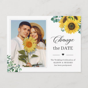 Change the Date Classy Sunflower Eucalyptus Photo Postcard