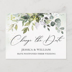 Change the Date Elegant Eucalyptus Wedding Postcard
